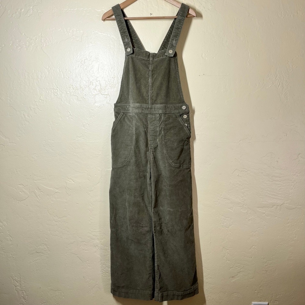 Patagonia Stand Up Corduroy Overalls Womens 2 Sage Green Organic Cotton Wide Leg - Picture 1 of 15